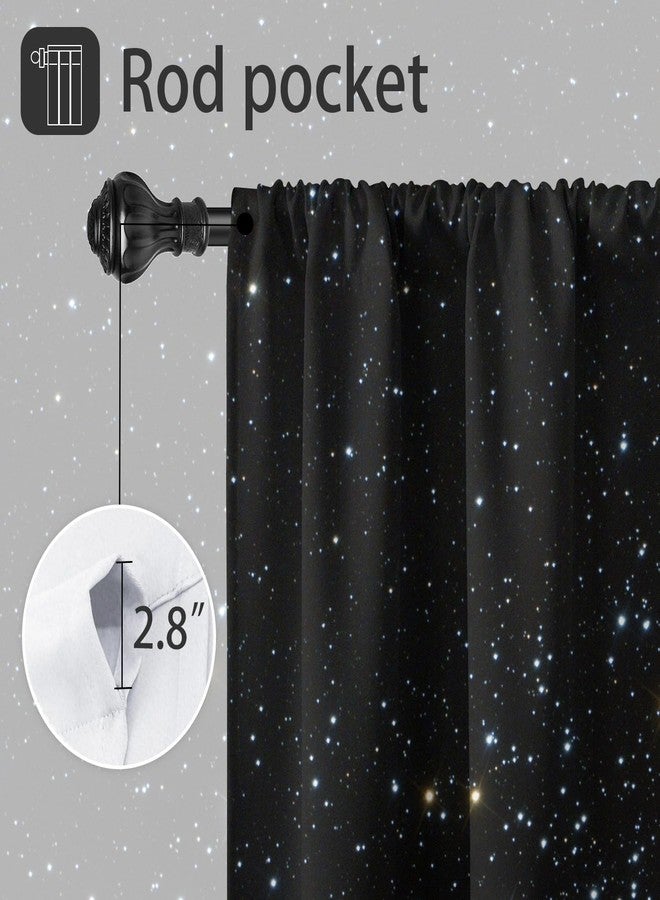 Coxila Galaxy Window Curtains for Bedroom 42 x 63 Inch Outer Space Star Gothic Goth Black Trippy Celestial Kids Boys Starry Nebula Universe Anime Living Room Treatment Set of 2 Curtain Panels Drapes - Image 3